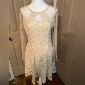 Ryu velvet burnout & lace long sleeve mini dress